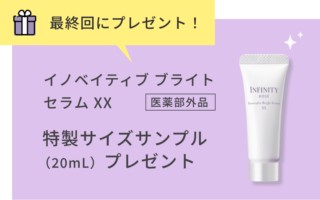 最終回にプレゼント！イノベイティブ ブライト セラム XX 医薬部外品 特製サイズサンプル（20mL）プレゼント